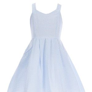 Seersucker Bow Back Dress with pockets